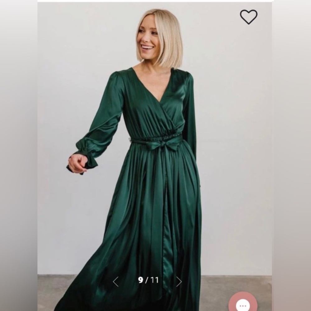 Baltic Born Holly Satin Maxi dress dark green